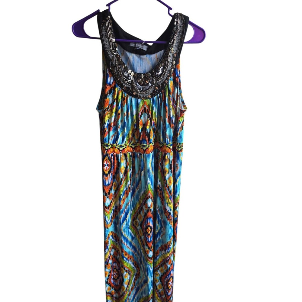 NY COLLECTION Sleeveless Studed Elastic Long Dress COLOR Size XL Poly/Spandex - Picture 2 of 6